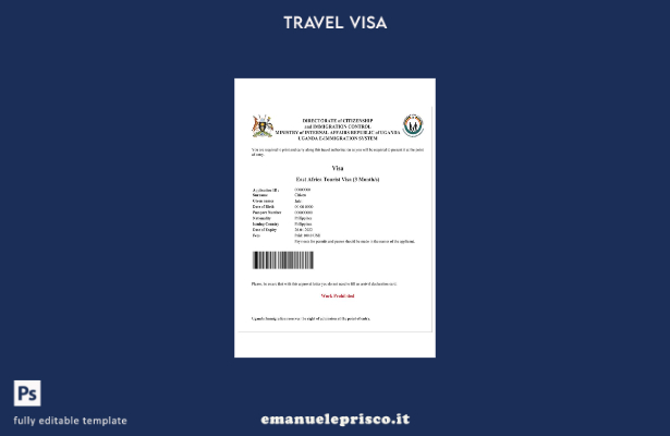 modello di visto elettronico per Uganda in stile verificato